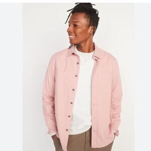 Old Navy Men's Regular-Fit Workwear Utility Shirt Pink Paradigm NWT